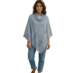 Sheer Beaded Silver Gray Georgette Long Vintage Scarf